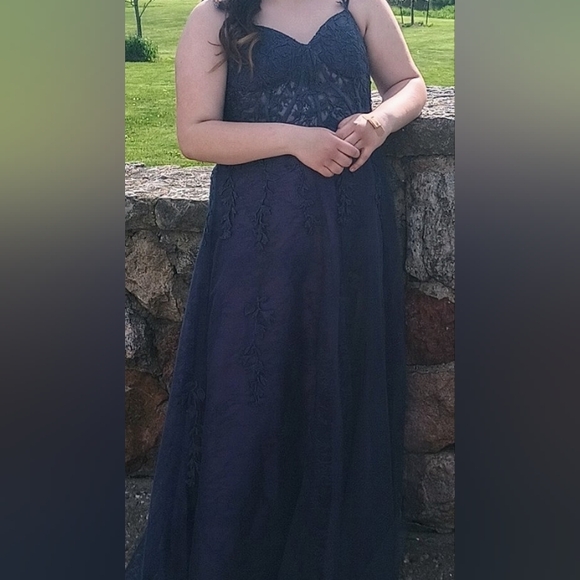 Stormy Blue Prom Dress Plus Size, 18W - Picture 2 of 10